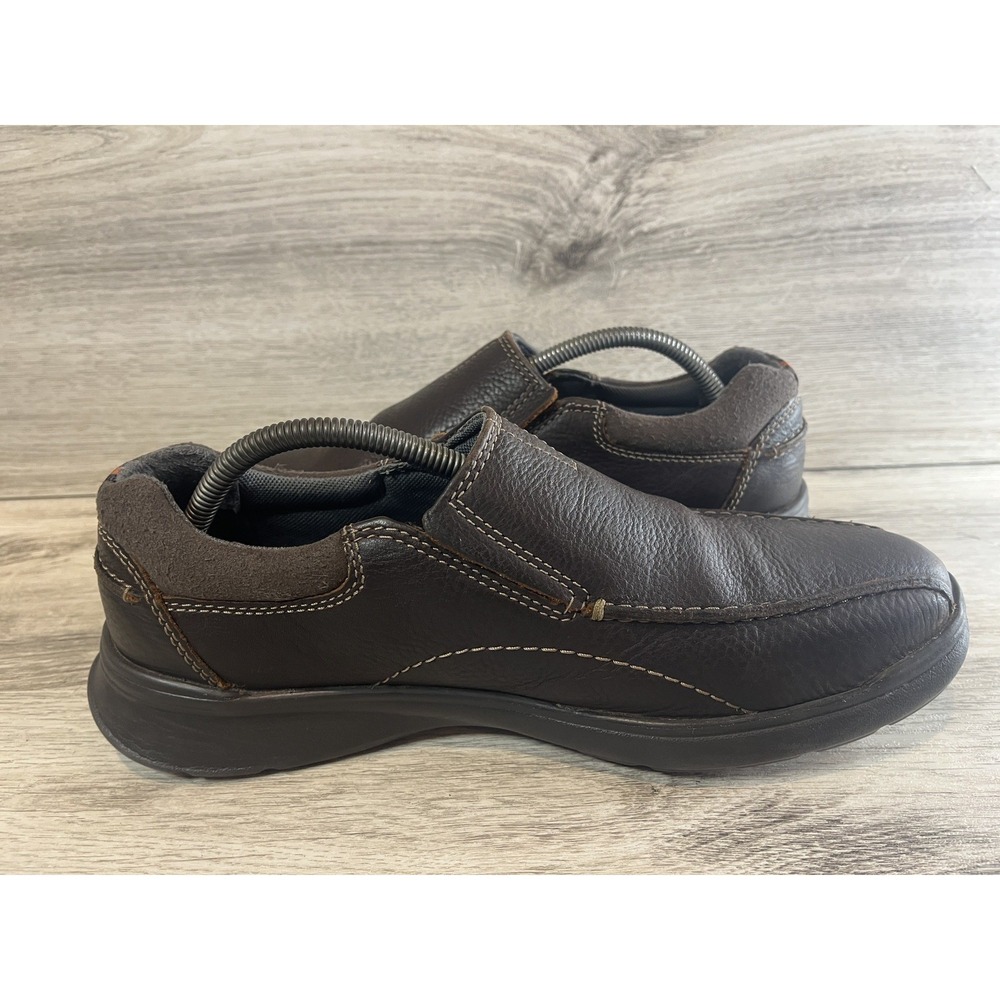 Clarks Slip On Loafers 9.5 W Mens Brown Leather Soft Cushion Collection Shoes - Picture 6 of 8